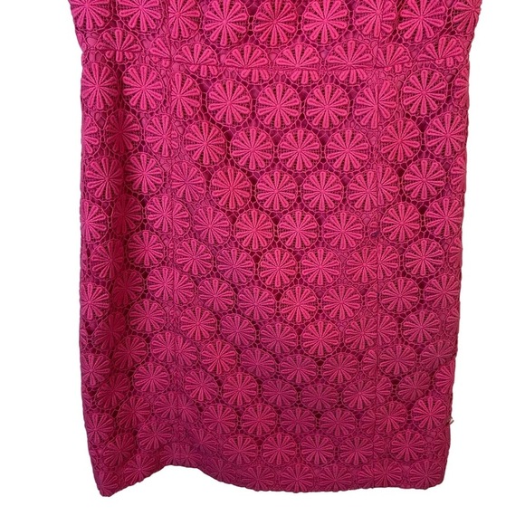Talbots Size 10 Petite Larosa Pink Lace Crochet Sheath Dress 60's Style Chic - Picture 3 of 12